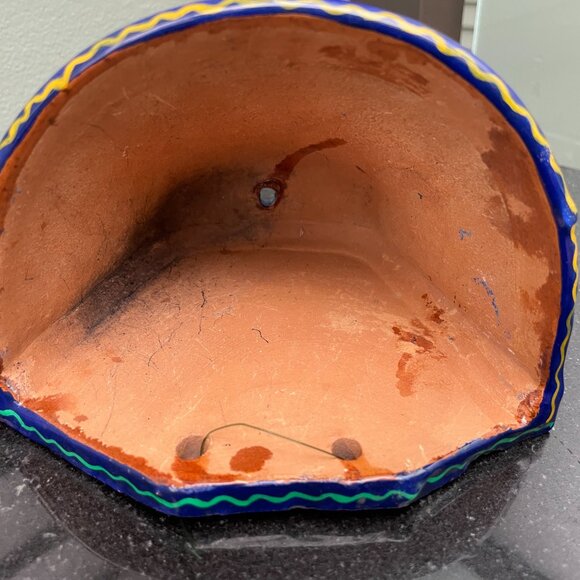 Handcrafted Talavera Mexican Pottery Wall Planter Blue Birds 5" Tall - Picture 5 of 6